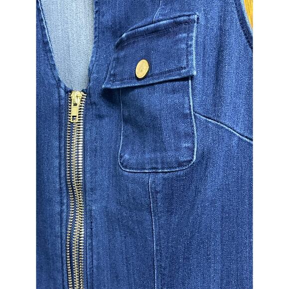 Haute Monde Sleeveless Zip Front Blue Denim Dress Large - Picture 3 of 9